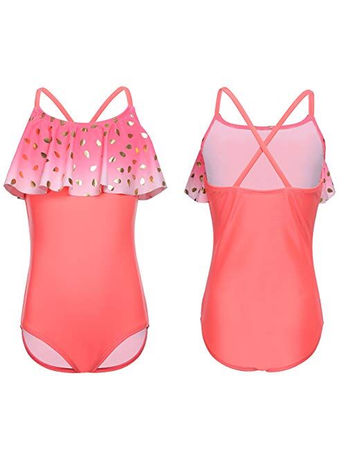 DAYU Girls’ One Piece Swimsuit with Swim Skirt