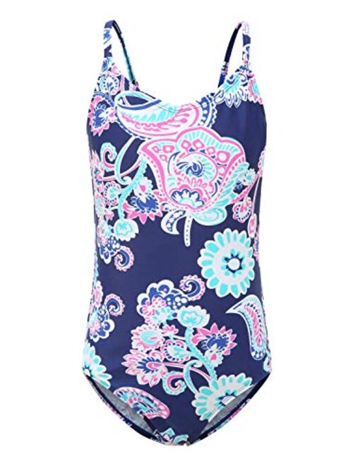 Mardonskey Girls One Piece Swimsuits Hawaiian Ruffle Swimwear Kids Summer Bathing Suit 3-14 Years