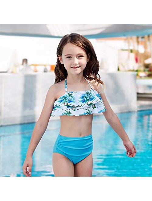 Girls Two Piece Swimsuits Mommy and Me Matching Bathing Suits Falbala Bikini Set