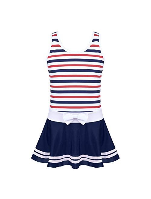 FEESHOW Kids Girls 2 Piece Tankini Swimsuit Bathing Suit Halter Top with Boyshort Swimwear Set