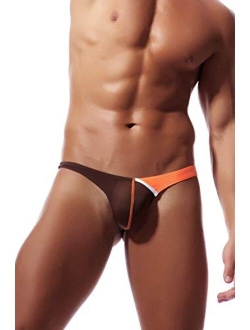 Newsywell Men's Ice Silk Thong Bikini Low Rise Soft Briefs Underwear