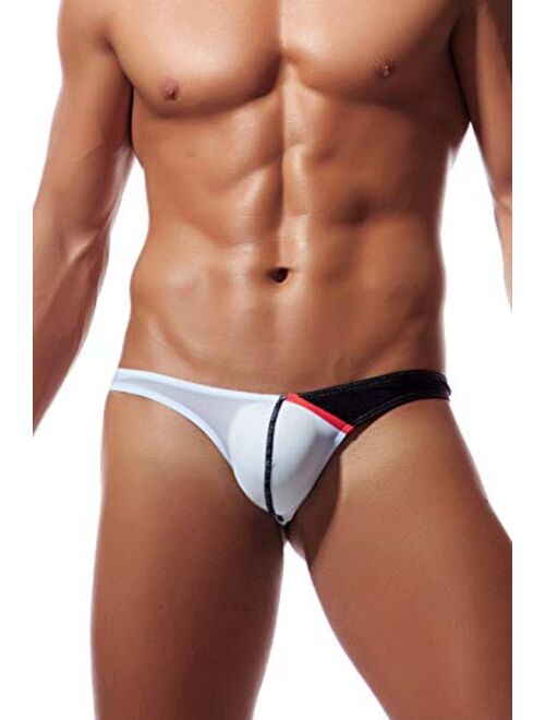 Newsywell Men's Ice Silk Thong Bikini Low Rise Soft Briefs Underwear