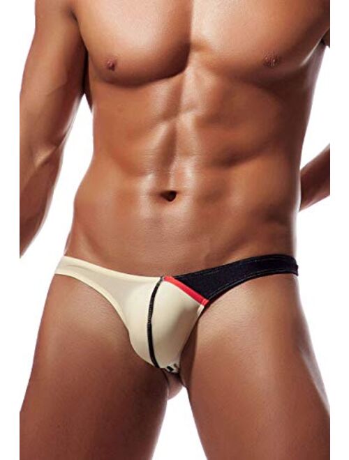 Newsywell Men's Ice Silk Thong Bikini Low Rise Soft Briefs Underwear