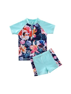 Vivafun Toddler Girls Swimsuit Two-Piece Rash Guard Set UV Protective