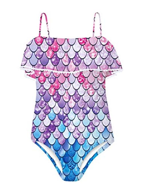 Buy swimsobo Girls Swimsuits Halter One Piece Bathing Suit 3D Printed ...