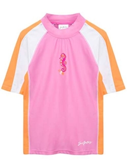 SunBusters Girls Short Sleeve Rash Guard 12 mos - 12 yrs, UPF 50+ Sun Protection