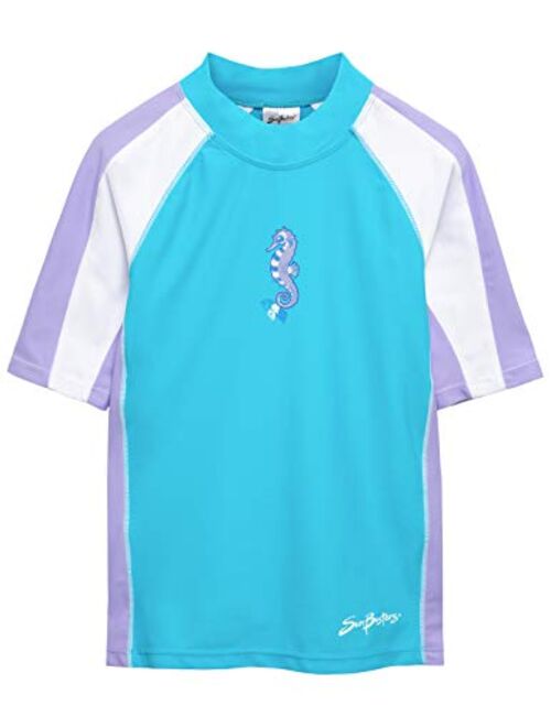 SunBusters Girls Short Sleeve Rash Guard 12 mos - 12 yrs, UPF 50+ Sun Protection