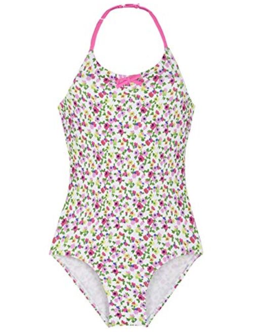 Cadocado Girls Halter One Piece Swimsuit Ruffle Racer Back Bathing Suit Beach Sport