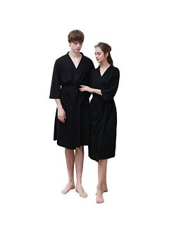 Ressber Unisex Adult Robe Soft Skin-Friendly Bathrobe Flannel Spa Robe Couple's