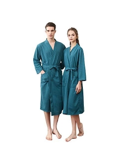 Ressber Unisex Adult Robe Soft Skin-Friendly Bathrobe Flannel Spa Robe Couple's