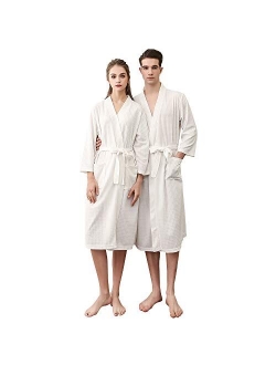 Ressber Unisex Adult Robe Soft Skin-Friendly Bathrobe Flannel Spa Robe Couple's