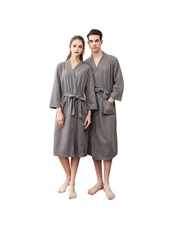 Ressber Unisex Adult Robe Soft Skin-Friendly Bathrobe Flannel Spa Robe Couple's