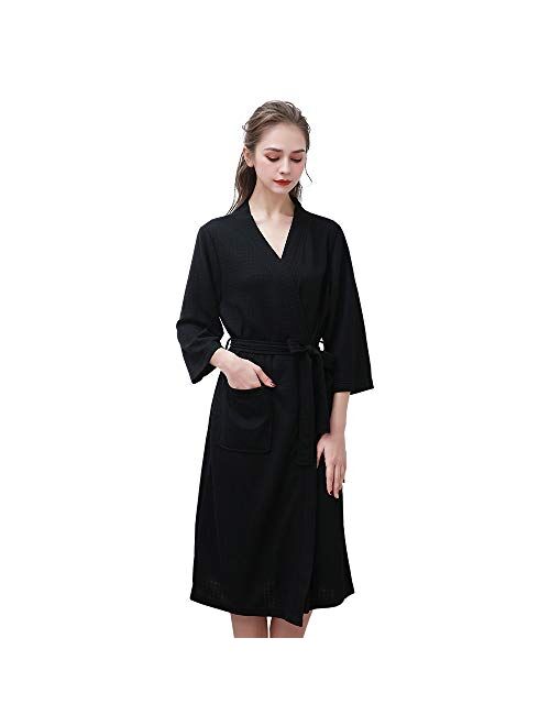 Ressber Unisex Adult Robe Soft Skin-Friendly Bathrobe Flannel Spa Robe Couple's