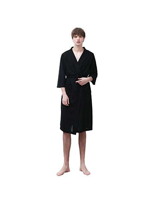 Ressber Unisex Adult Robe Soft Skin-Friendly Bathrobe Flannel Spa Robe Couple's