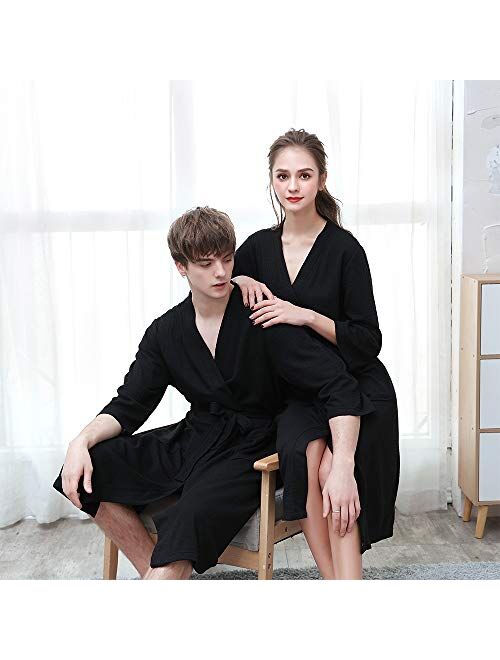 Ressber Unisex Adult Robe Soft Skin-Friendly Bathrobe Flannel Spa Robe Couple's