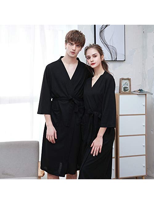 Ressber Unisex Adult Robe Soft Skin-Friendly Bathrobe Flannel Spa Robe Couple's