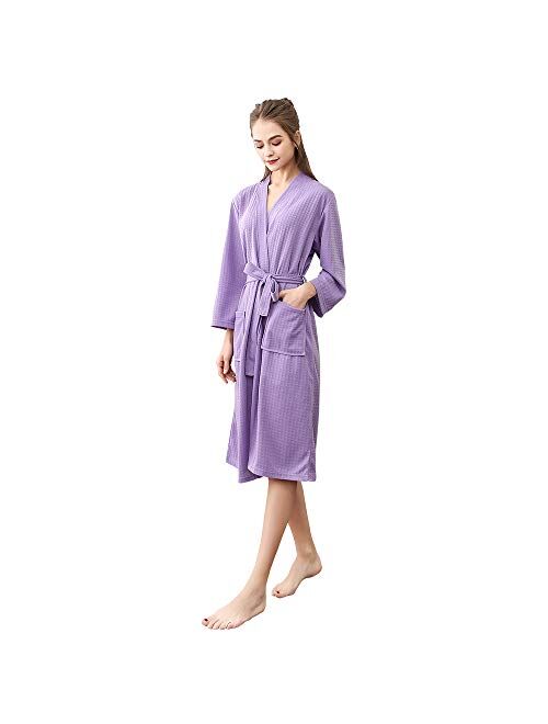 Ressber Unisex Adult Robe Soft Skin-Friendly Bathrobe Flannel Spa Robe Couple's