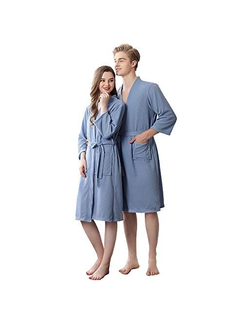 Ressber Unisex Adult Robe Soft Skin-Friendly Bathrobe Flannel Spa Robe Couple's