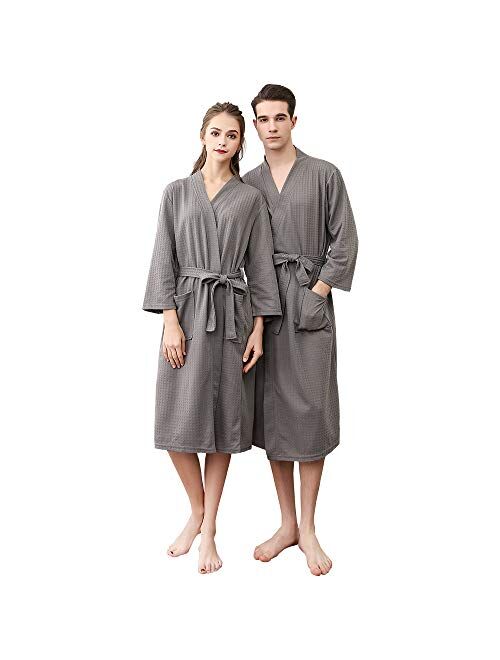 Ressber Unisex Adult Robe Soft Skin-Friendly Bathrobe Flannel Spa Robe Couple's