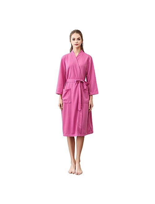 Ressber Unisex Adult Robe Soft Skin-Friendly Bathrobe Flannel Spa Robe Couple's