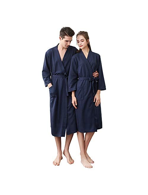 Ressber Unisex Adult Robe Soft Skin-Friendly Bathrobe Flannel Spa Robe Couple's