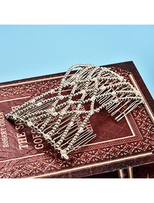 Casualfashion 2 Pcs Magic Beading Easy Stretching Hair Combs Double Clips Hair Styling Accessories for Women Girls Hair Beauty