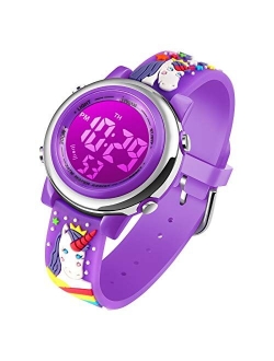 Kids Unicorn Digital Sport Waterproof Watch for Girls Boys, Kid Sports Outdoor LED Electrical Watches with Luminous Alarm Stopwatch Child Wristwatch