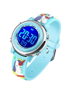 Kids Unicorn Digital Sport Waterproof Watch for Girls Boys, Kid Sports Outdoor LED Electrical Watches with Luminous Alarm Stopwatch Child Wristwatch