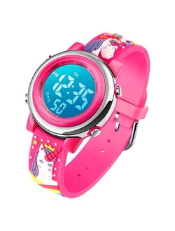 Kids Unicorn Digital Sport Waterproof Watch for Girls Boys, Kid Sports Outdoor LED Electrical Watches with Luminous Alarm Stopwatch Child Wristwatch