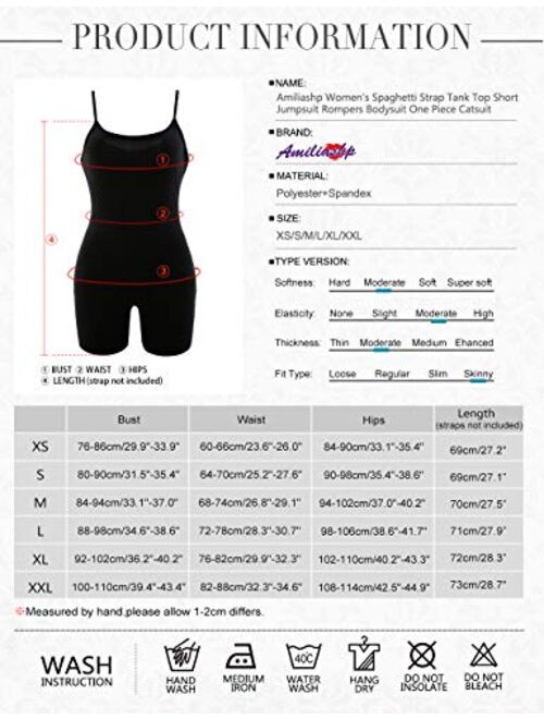 Amiliashp Women's Spaghetti Strap Tank Top Short Jumpsuit Rompers Bodysuit  One Piece Catsuit : : Clothing, Shoes & Accessories