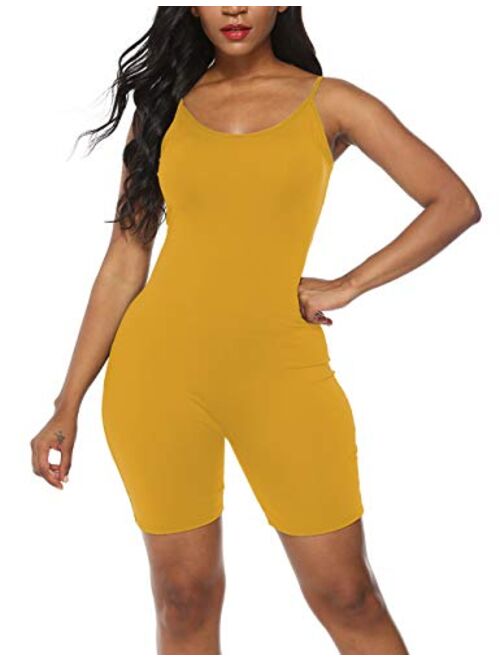 Amiliashp Women's Spaghetti Strap Tank Top Short Jumpsuit Rompers Bodysuit One Piece Catsuit