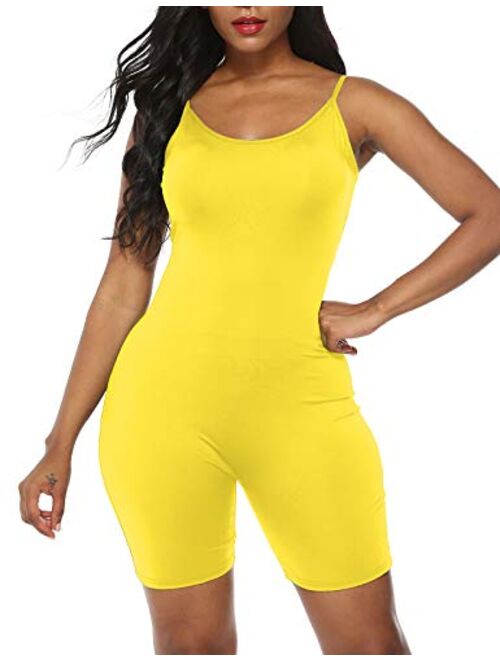 Amiliashp Women's Spaghetti Strap Tank Top Short Jumpsuit Rompers Bodysuit One Piece Catsuit