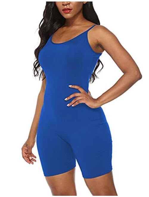 Amiliashp Women's Spaghetti Strap Tank Top Short Jumpsuit Rompers Bodysuit One Piece Catsuit