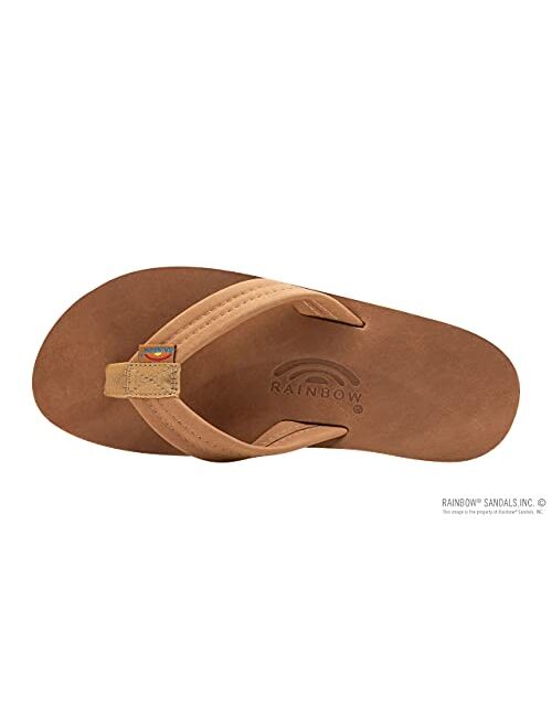 Rainbow Sandals Men's Leather Double Layer with Arch Wide Strap