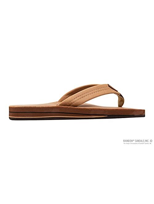 Rainbow Sandals Men's Leather Double Layer with Arch Wide Strap