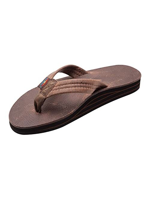 Rainbow Sandals Men's Leather Double Layer with Arch Wide Strap