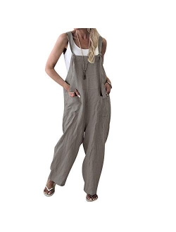 Unifizz Women's Loose Suspender Trousers Wide Leg Overalls Jumpsuit Romper Harem Pants Plus Size