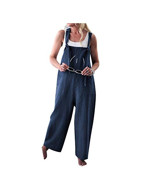 Unifizz Women's Loose Suspender Trousers Wide Leg Overalls Jumpsuit Romper Harem Pants Plus Size