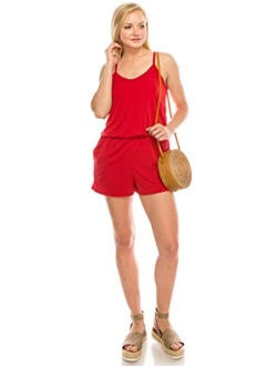 URBAN K Women's Plus and Regular Size Solid Racer Back Rompers with Pockets