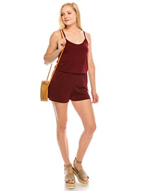 URBAN K Women's Plus and Regular Size Solid Racer Back Rompers with Pockets