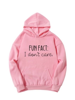 Slogan Graphic Thermal Lined Drawstring Hoodie