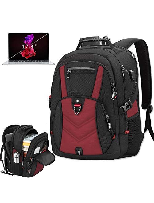 Laptop Backpack 17 Inch Business Travel Backpacks for Men Women Extra Large Waterproof TSA Anti Theft College Hight School Bookbags with USB Charging Port 17.3 Gaming Com