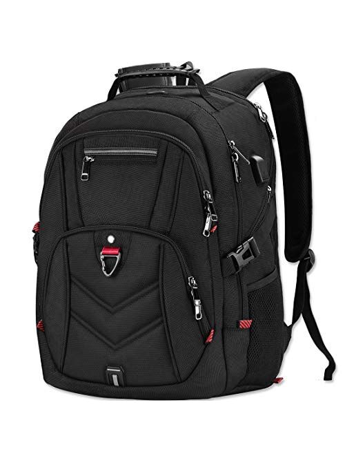 Laptop Backpack 17 Inch Business Travel Backpacks for Men Women Extra Large Waterproof TSA Anti Theft College Hight School Bookbags with USB Charging Port 17.3 Gaming Com