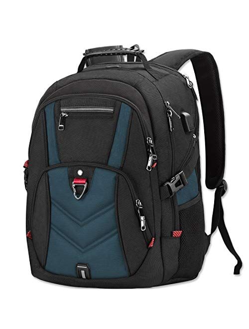 Laptop Backpack 17 Inch Business Travel Backpacks for Men Women Extra Large Waterproof TSA Anti Theft College Hight School Bookbags with USB Charging Port 17.3 Gaming Com