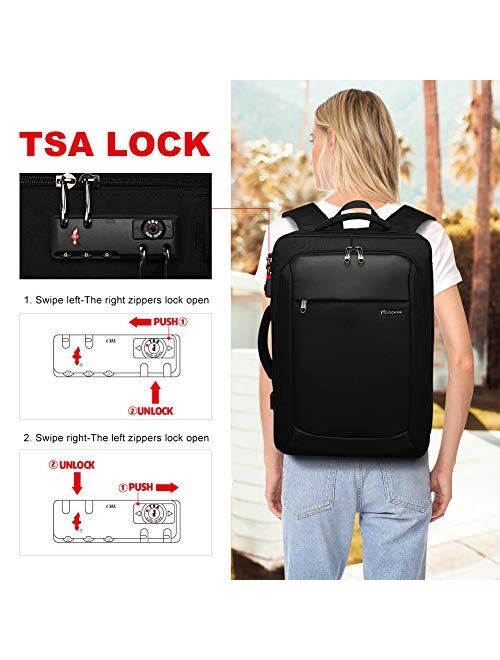 Modoker Briefcase Laptop Backpack, 17.3 Inch Laptop Bag for Men Women, Extra Large Business Travel Carry on Backpack, TSA Friendly, Black