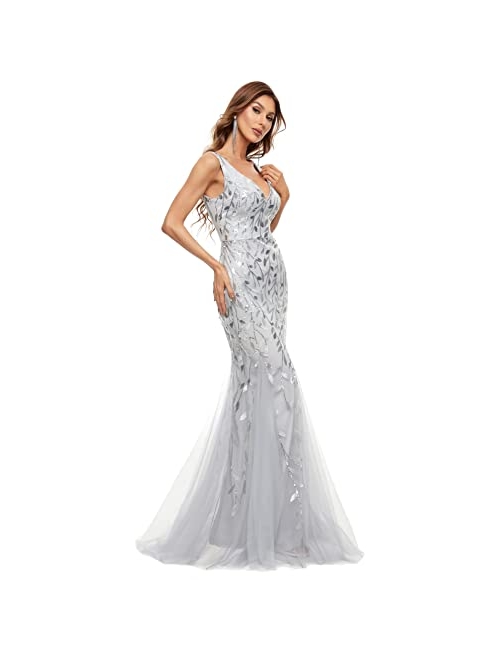 Ever-Pretty Double V-Neck Sleeveless Mermaid Dress Evening Prom Maxi Dress 7886