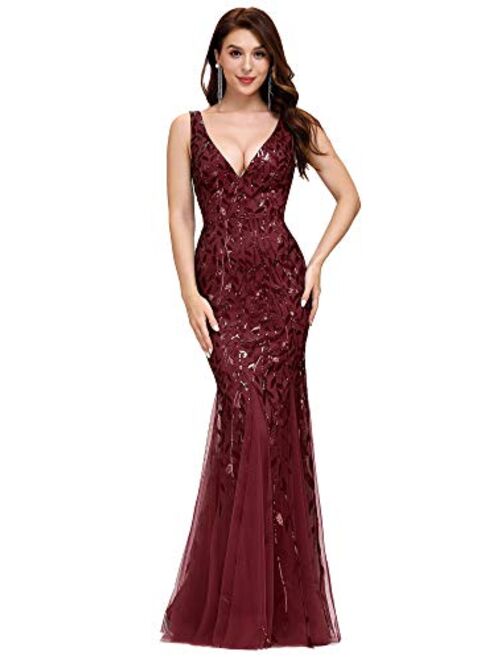 Ever-Pretty Double V-Neck Sleeveless Mermaid Dress Evening Prom Maxi Dress 7886