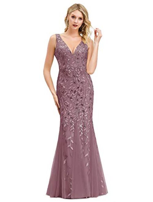 Ever-Pretty Double V-Neck Sleeveless Mermaid Dress Evening Prom Maxi Dress 7886