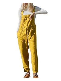 Unifizz Women' Long Loose Casual Solid Color Jumpsuits Wide Leg Overalls