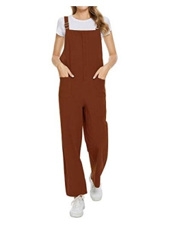 Unifizz Women' Long Loose Casual Solid Color Jumpsuits Wide Leg Overalls